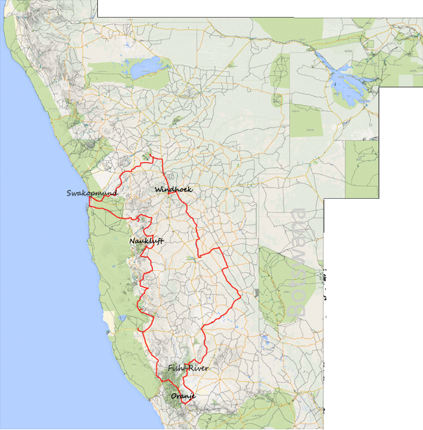 Die komplette Reisesroute in der Übersicht